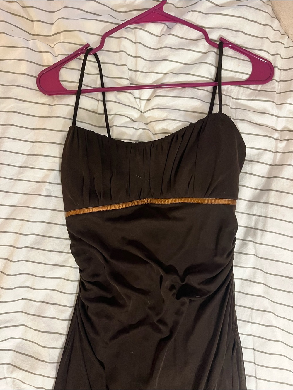 Vintage Ruby Rox Brown Midi Dress with Gold Trim